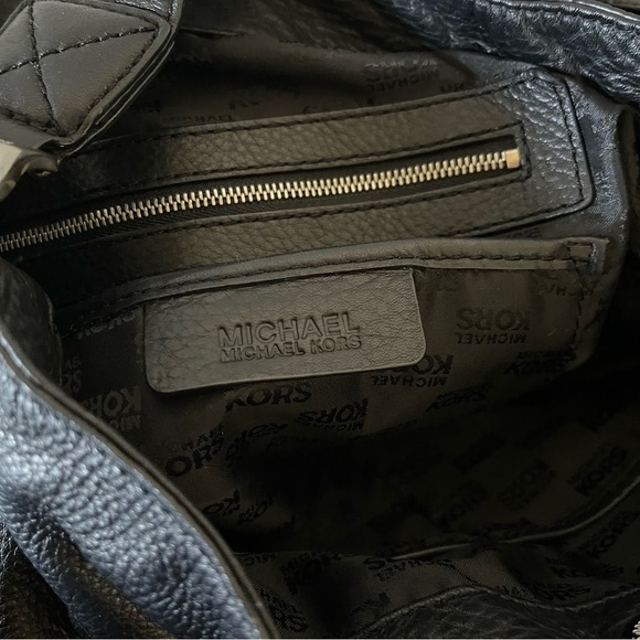 Michael Kors Black Pebbled Leather Hobo Slouch Bag Silver Hardware - Picture 5 of 8